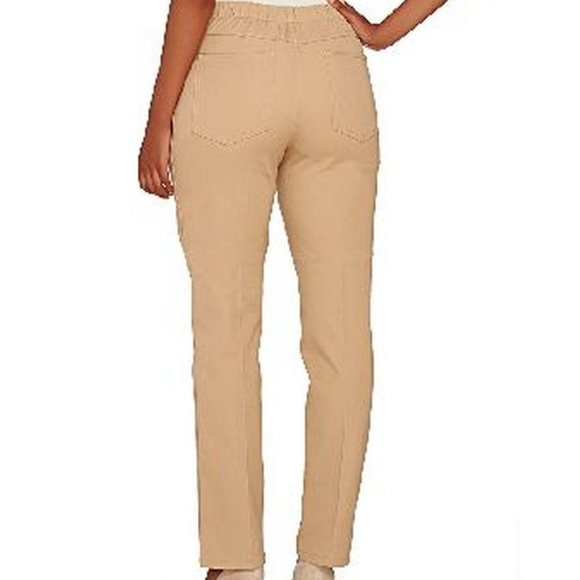NWT ISAAC MIZRAHI 24/7 STRAIGHT LEG PANTS 4 SAND - Picture 2 of 11